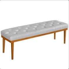 Imagem de Recamier Calçadeira Apolo Corano Branco Solteiro 1,00m Base Madeira Pé