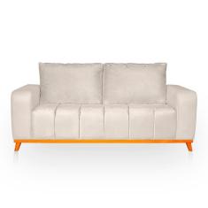 Imagem de Sofá 3 Lugares Memphis Ultra Conforto Em Madeira Maciça e Suede Bege