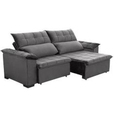 Imagem de Sofá Retrátil e Reclinável 290 cm Cristal Veludo Cinza Chamby Móveis