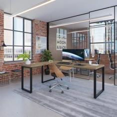 Imagem de Escrivaninha em L Yon Presidente 190x70x75 Vermont/Preto