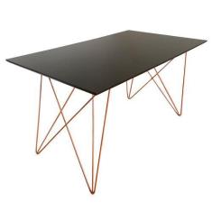 Imagem de Mesa De Jantar Trama Base Cobre Com  Tampo  140 X 80 - New Green