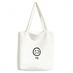Imagem de Cry Black Cute Chat Happy Pattern sacola sacola de compras bolsa casual bolsa de mão