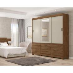 Imagem de Guarda Roupa Casal 100% Mdf Com Espelho 3 Portas 7 Gavetas Sapateira