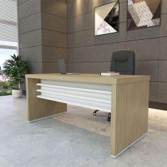 Imagem de escrivaninha tebis carvalho e branca 159 cm