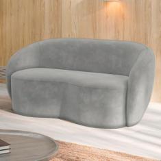 Imagem de Sofá Living Decorativo 180cm 2 Lugares Íbis Encosto Fixo Veludo Cinza G33 - Gran Belo