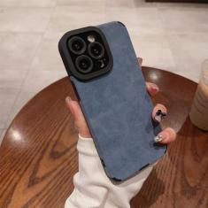 Imagem de Capa de couro macio fosco para iPhone 15 14 13 12 11 Pro Max Plus Capa protetora de câmera à prova de choque Acessórios de telefone, azul, para iPhone 12 Pro