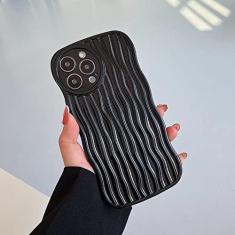 Imagem de Capa macia de silicone onda encaracolada de luxo para iPhone 14 Pro Max 11 12 i Phone 13 Promax 7 8 Plus X XR XS SE 2020 TPU Capa, preta, para iPhone 13