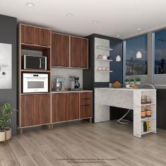 Imagem de Cozinha Completa 6 Peças Com Painel Bancada Gourmet E Tampo Stylo Luciane Móveis Cinammon-escarlate