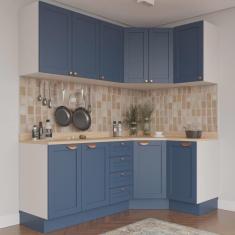 Imagem de Cozinha Modulada 6 Peças com Tampo 3 Aéreos 6 Portas e 3 Balcões Arizona CabeCasa MadeiraMadeira