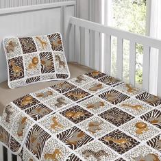 Imagem de Jogo de Cama Tecebem Malha Berço Estampado Alivio 3 Peças Duna