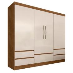 Imagem de Roupeiro Casal 4 Portas 5 Gavetas Camilla Freijó/off Premium - Móveis Arapongas