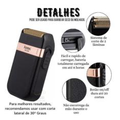 Imagem de Barbeador Portátil Elétrico Acabemento 110/220 - Kemei