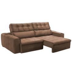 Imagem de Sofá Retrátil Reclinável Cactus 3 Lugares Veludo Bege 232cm Megasul