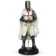 Imagem de Templário Guerreiro Cruz  Enfeite Estátua Medieval