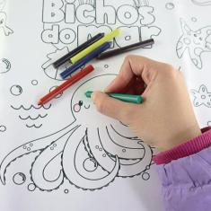 Imagem de Tapete De Colorir Lavável Com Caixa De Giz Diversão Pintar Crianças Me