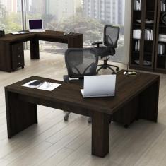 Mesa Para Escritório Home Office Estilo Industrial em L Form C01 150x150cm  Preto Onix - Lyam Decor Mesas em L Lyam Decor Loja de Móveis e Decoração