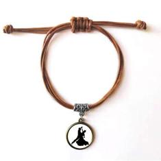 Imagem de DIYthinker Pulseira de couro com corda de couro para dançarino de desempenho esportivo marrom joia presente