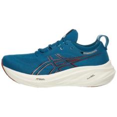 Imagem de ASICS Tênis de corrida masculino Gel-Nimbus 26, Azul marinho/laranja desbotado, 45