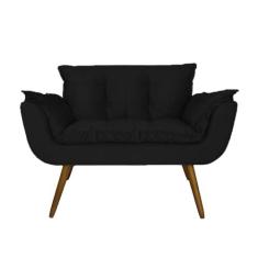 Imagem de Namoradeira Decorativa Estofada Para Recepção Clínica Opala Suede Preto - LM DECOR