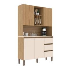 Imagem de Armário de Cozinha 4 Portas 3 Gavetas Naturalle/Cristalo/Petra - Decib