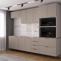 Imagem de Cozinha Modulada 5 Peças sem Tampo sem Rodapé Ipanema Cabecasa Madeiramadeira Cinza Trama