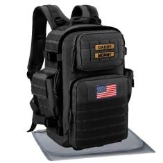 Imagem de Bolsa de fraldas SHARKMOUTH Military para homens com trocador preto