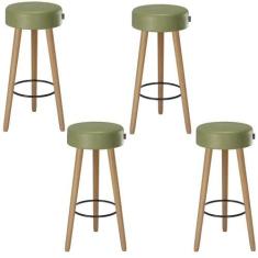 Imagem de Kit 4 Banquetas Banco Alto Londres material sintético Bar Cozinha Pés 