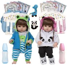 Imagem de Boneca Reborn Realista Gêmeos Casal Panda Sapinho Enxoval - Cegonha Re