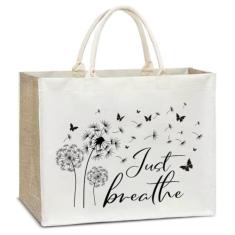 Imagem de Sacola estética para mulheres, bolsa reutilizável de mercearia de praia para amigos e familiares, presentes para o Natal, Dia de Ação de Graças - D, Branco, One Size