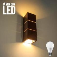 Imagem de Arandela Focos Fachos Frisos 30cm + 2 Lâmpadas LED bulbo 12w 3000k - MARROM St1286