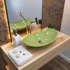 Imagem de Kit Cuba L45 Com Válvula Click 1''B + Sifão Pvc E Flexível Compace Verde Acqua