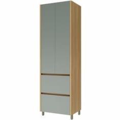 Imagem de Paneleiro Nesher Rainha em MDF 15mm com 2 Portas, 2 Gavetas e 3 Prateleiras - 70cm de largura - Nature/Verde