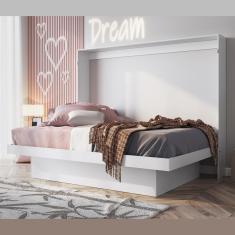 Imagem de Cama de Casal Articulável Horizontal com Estação de Trabalho Latino Art In Móveis Branca