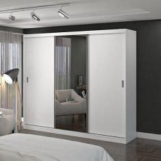 Imagem de Guarda Roupa Casal com Espelho 3 Portas de Correr 4 Gavetas 1904e1 Foscarini Branco