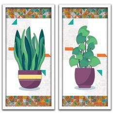 Imagem de Conjunto Quadros Decorativos 2 pçs 20x45 Vasos e ejos