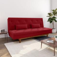 Imagem de Sofá Cama 3 Lugares Em Suede Tokio Yescasa Vermelho/Mel