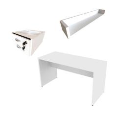 Imagem de Conjunto de Mesa com Gaveteiro e Prateleira de Escritório Helen Branco