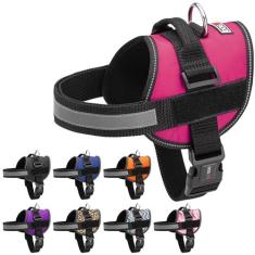 Imagem de Peitoral para cães, colete refletivo, ajustável, sem puxão, com alça para caminhadas, treinamento, serviço, respirável, não – Arnês de estrangulamento para cães pequenos, médios ou grandes,