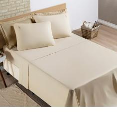 Imagem de Jogo de Lençol casal 4 peças 100% Algodão Percal 200 Fios Bordado Liana