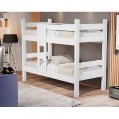 Imagem de BELICHE LETICIA COM ESCADA E GRADE PROTEÇÃO VIRA 2 CAMAS SOLTEIRO -MDF -Branco
