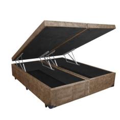 Imagem de Base Box Baú Casal Bipartido Orto Suede Bege - Rabi Colchões