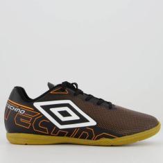 Imagem de Chuteira Umbro Techno Futsal Juvenil Preta E Laranja