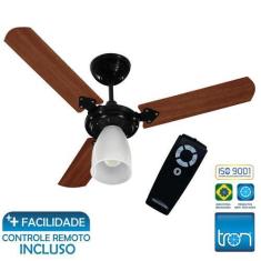 Imagem de Ventilador De Teto Tron Marbela 130W Preto C/ Controle Remoto Preto