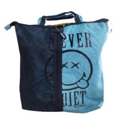 Imagem de Bolsa Grande Passeio Escola Smiley Azul Claro