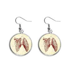 Imagem de Brinco feminino de esqueleto de esqueleto humano com nervuras com pingente de prata