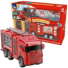 Imagem de Kit Brinquedo Carrinhos Bombeiro De Fricção Sortido Fenix - Fenix
