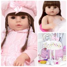 Imagem de Boneca Reborn Recém Nascida Com Bolsa Maternidade 24 Itens - Cegonha R