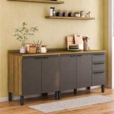 Imagem de Cozinha Compacta Magnólia com 2 Balcões 4 pt 3 gv Mel e Grafite