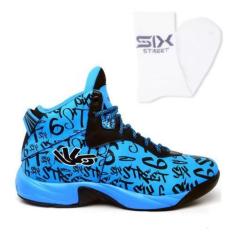 Imagem de Tênis Masculino Esportivo Basquete Six Street Infinity, Azul, Preto, 3
