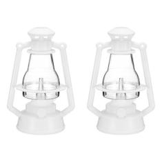 Imagem de CoCud Lanterna miniatura de casa de bonecas, 17 cm de altura, mini lâmpada de querosene pendurada vintage de plástico branca - (Aplicações: para micro paisagem ornamento plantas vaso jardim casa de